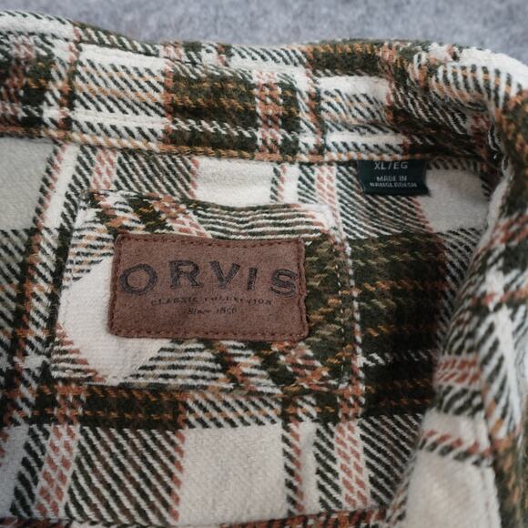 Orvis Shirt Mens Extra Large Flannel Work Wear Western Plaid Heavyweight Pockets - Picture 2 of 10